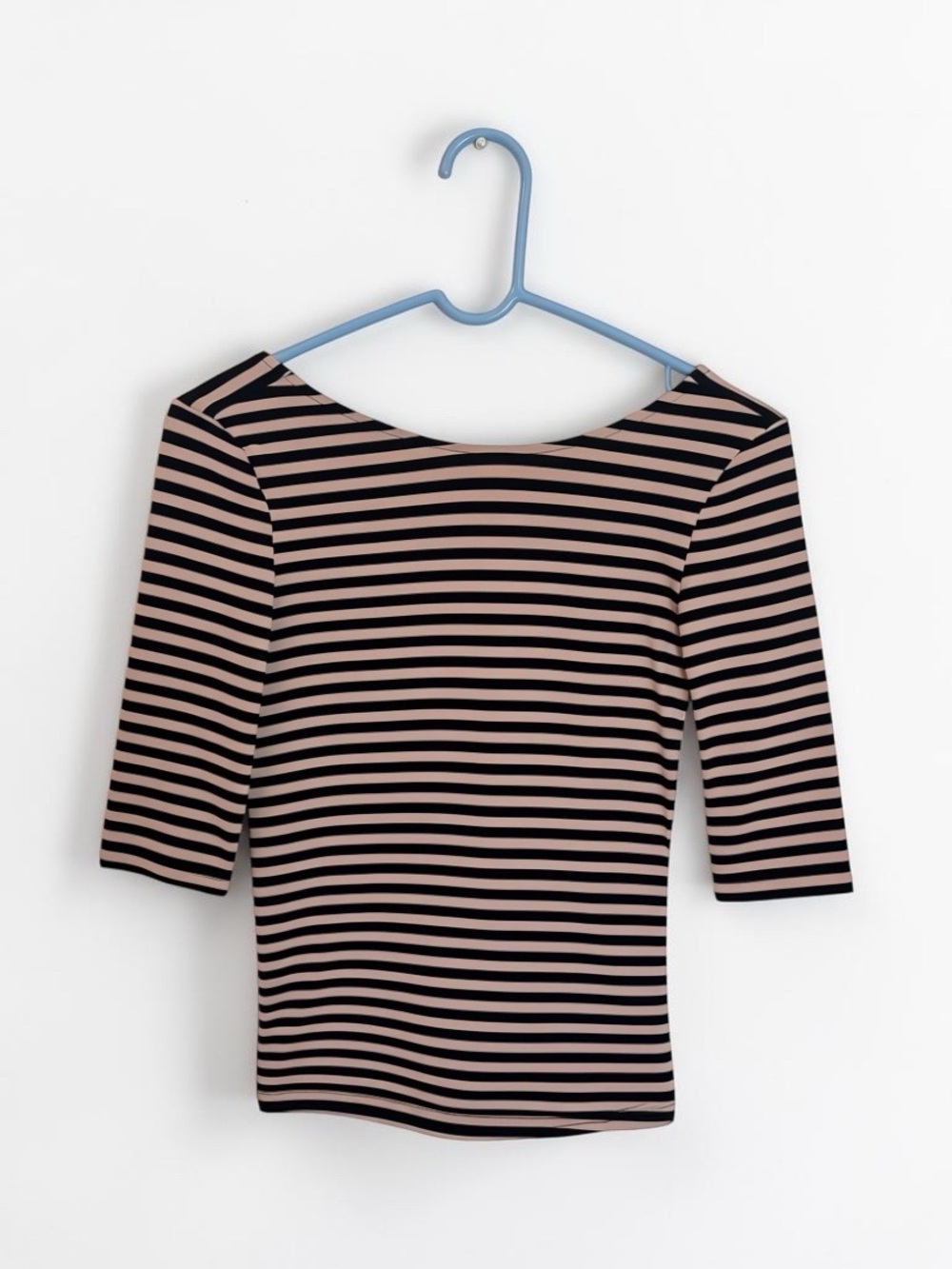 & Other Stories Stockholm Striped Black and Beige Boatneck Women's Top